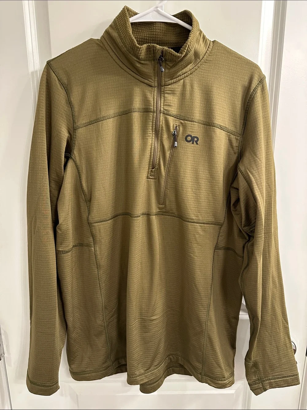 Outdoor Research Vigor Olive Green Quarter-Zip Pullover - men’s large